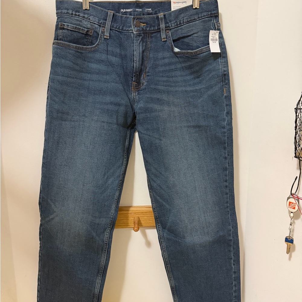 NWT Old Navy Men's Loose Fit Dark Blue Jeans Size 34x30